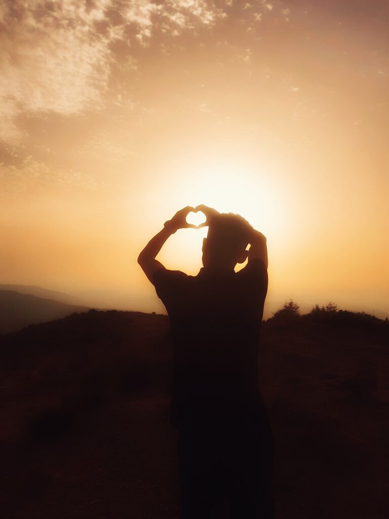 love, sunset, silhouette